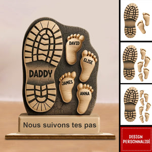 Suivre les Pas de Papa – Plaque Personnalisée en Bois