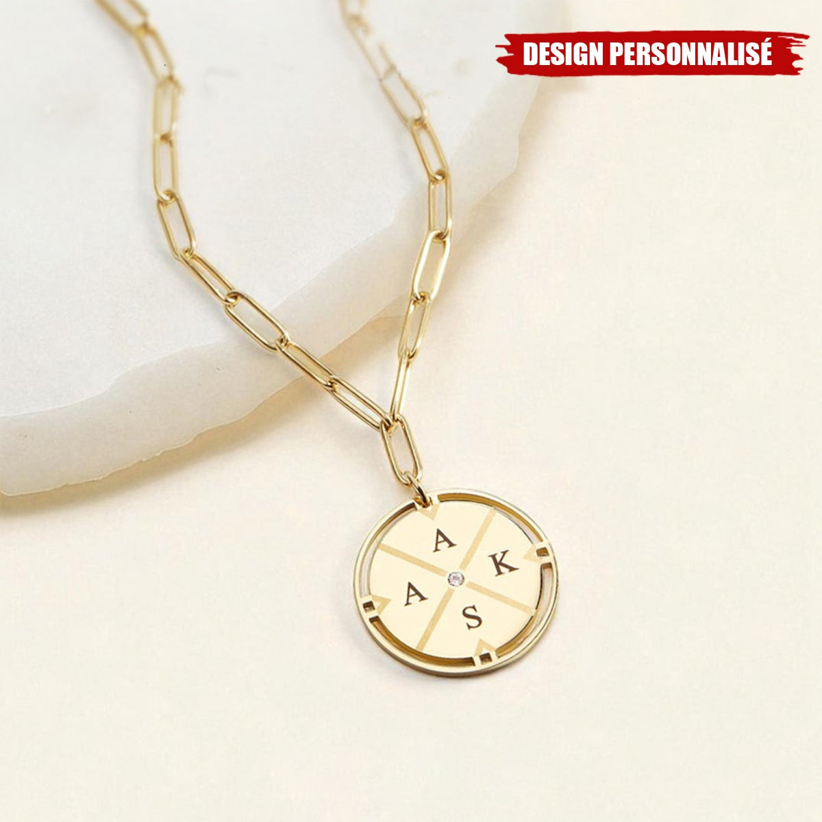 Collier Pendentif Boussole Personnalisé - Cadeau Élégant et Unique