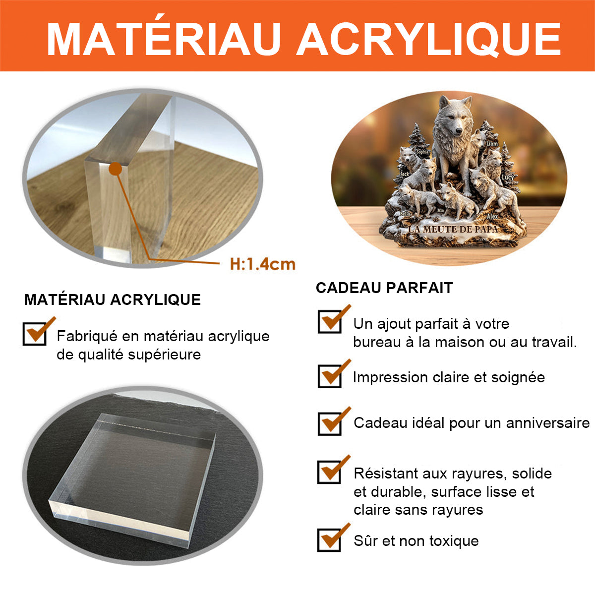 Plaque Acrylique Personnalisée - La Meute de Papa