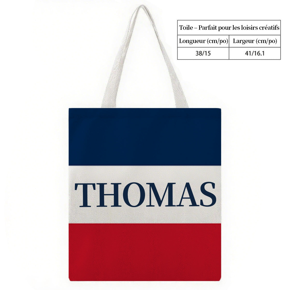Tote Bag Personnalisé aux Couleurs du Drapeau Français – Prénom au Choix