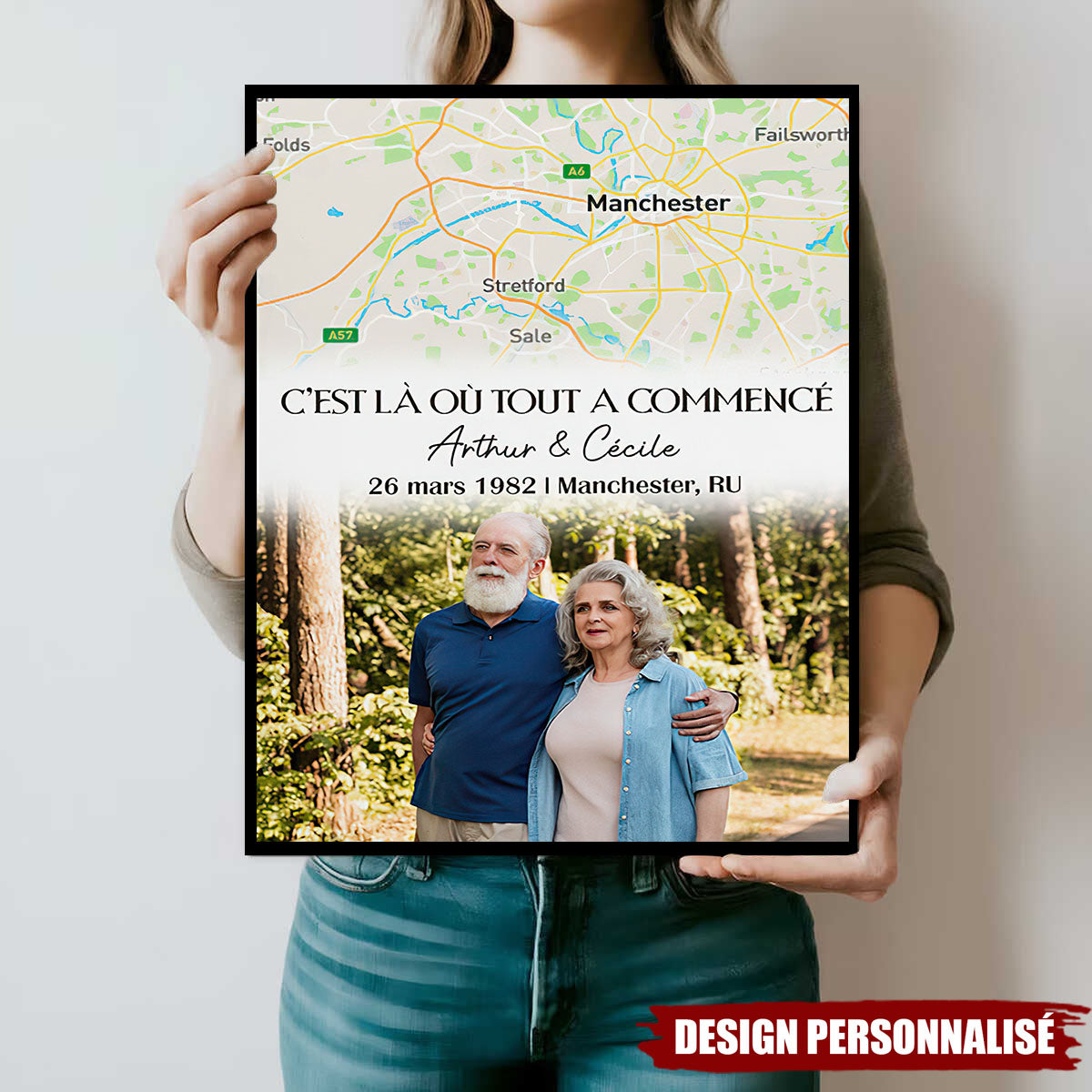 Affiche Personnalisée “C’est Là Où Tout a Commencé” – Carte du Lieu & Photo
