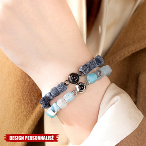 Bracelet en agate multicolore - Bijou Émotionnel Ajustable avec Projection d’Image