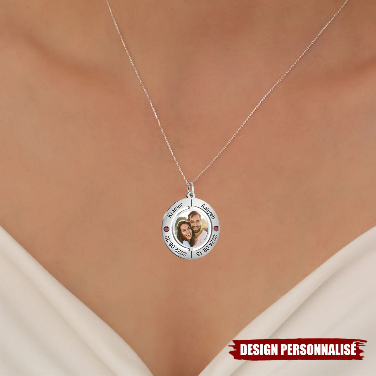 Collier Personnalisé avec Pierre de Naissance et Photo