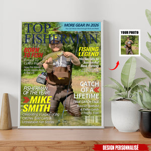 Personalized Fishing Magazine Cover Poster – Unique Gift for Anglers & Fishing Lovers
