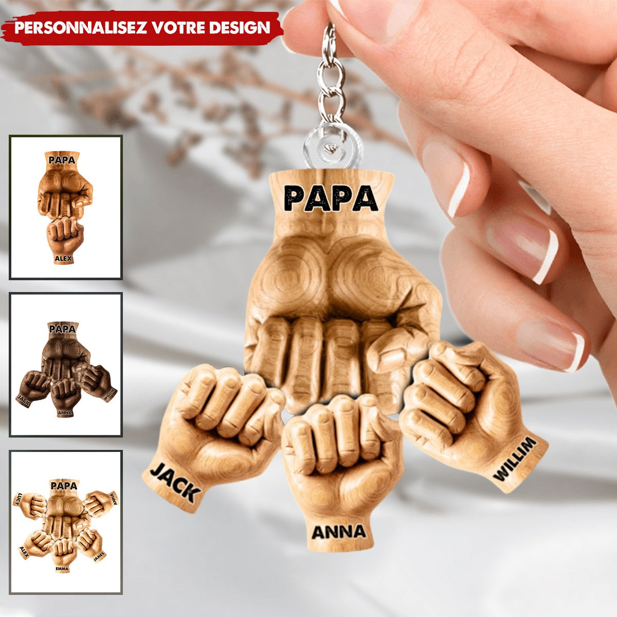 Meilleur Papa du Monde – Porte-clés Personnalisé en Forme Spéciale pour Papa