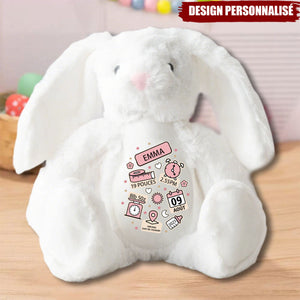 Lapin de Pâques en Peluche Personnalisé – Souvenir de Naissance Unique