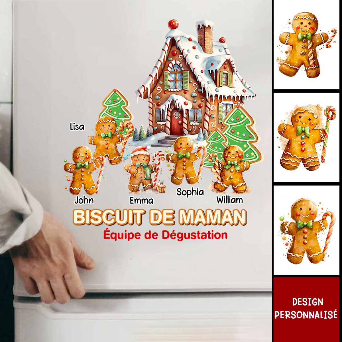 Autocollant Personnalisé de Noël  – Biscuit de Noël en Famille