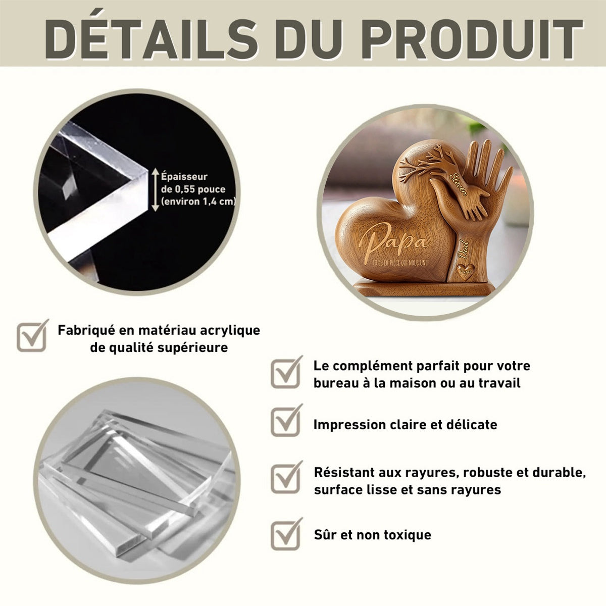 Papa, tu es la pièce qui nous unit – Plaque personnalisée en forme spéciale pour père