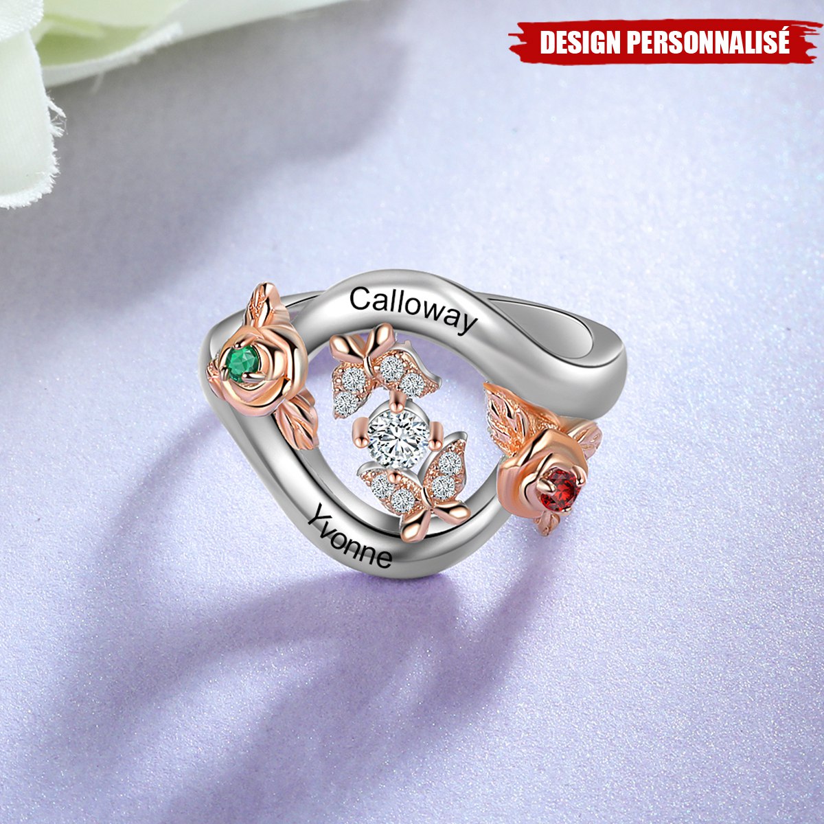 Bague Personnalisée en Forme de Rose – Cadeau Unique pour Elle