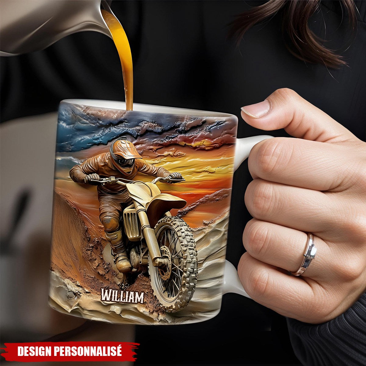 Mug Motocross Personnalisé avec Prénom - Cadeau Unique pour Passionnés de Moto