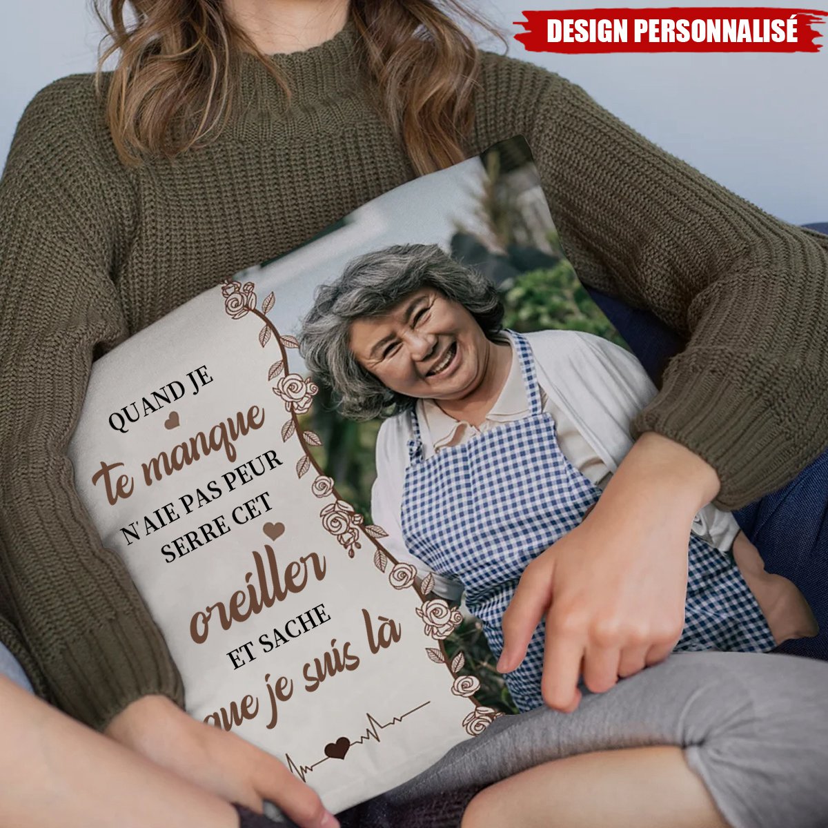 Coussin Personnalisé avec Photo - Cadeau en mémoire d’un être cher