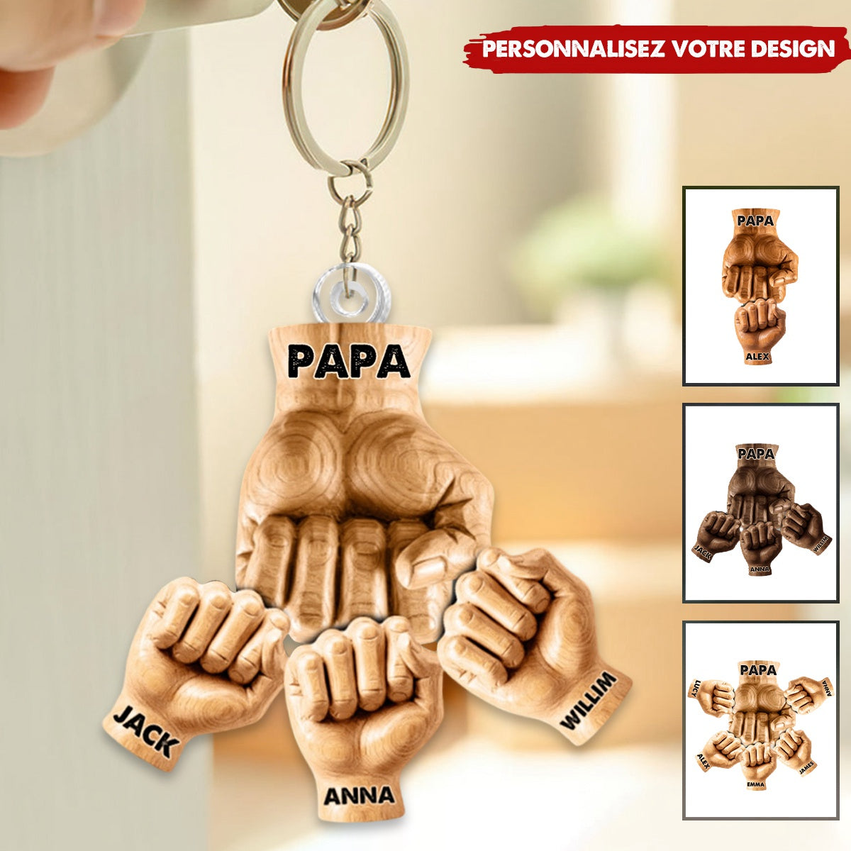 Meilleur Papa du Monde – Porte-clés Personnalisé en Forme Spéciale pour Papa