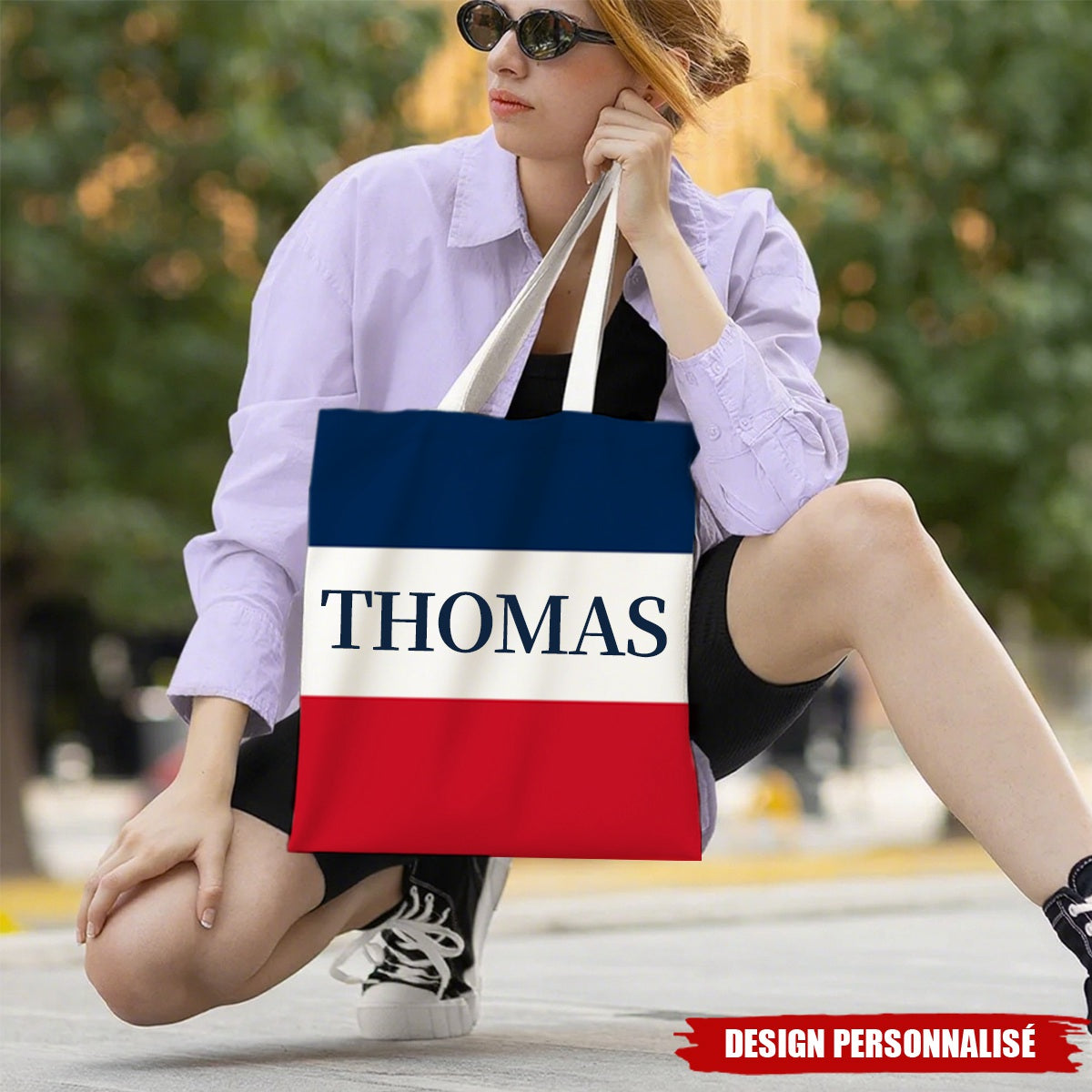 Tote Bag Personnalisé aux Couleurs du Drapeau Français – Prénom au Choix