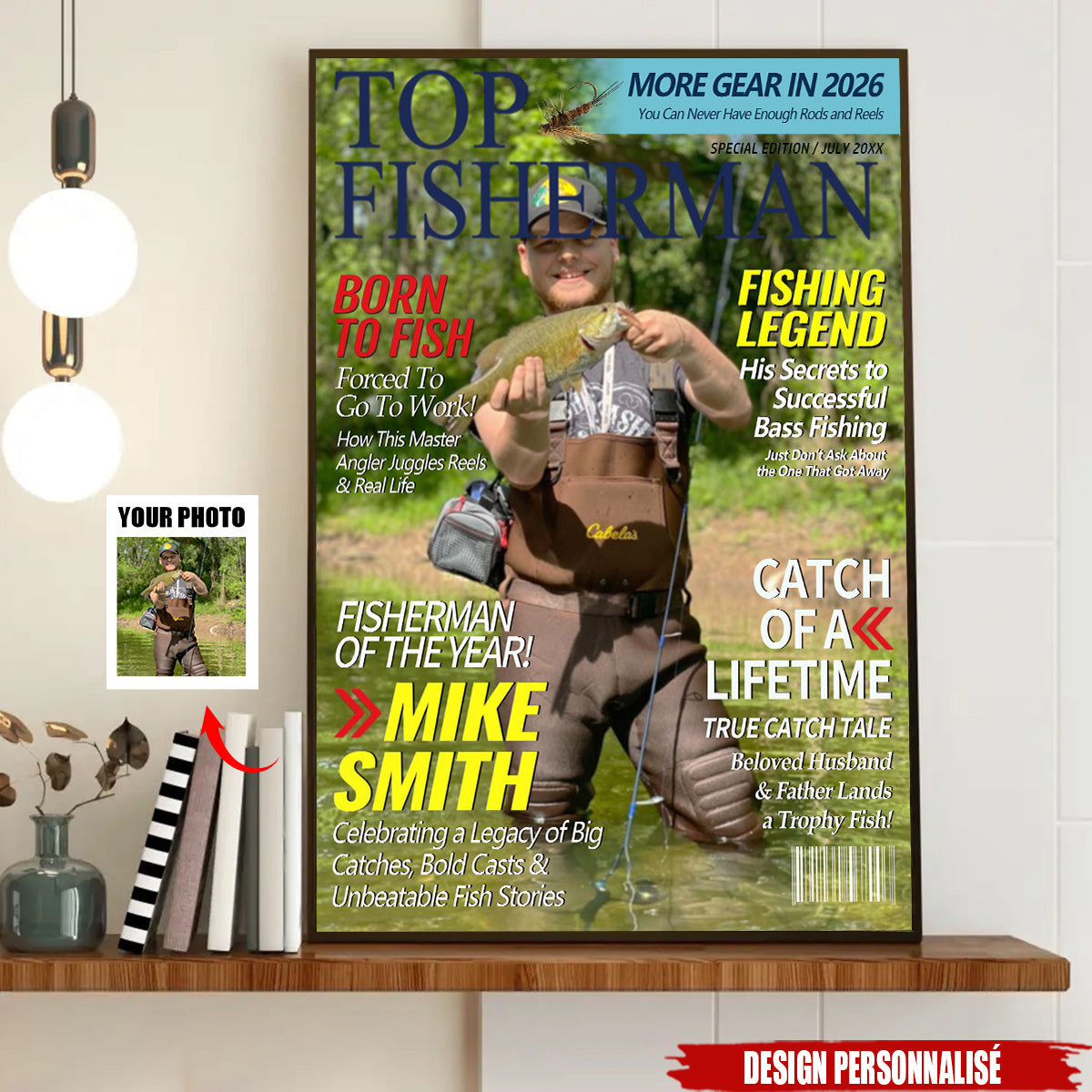 Personalized Fishing Magazine Cover Poster – Unique Gift for Anglers & Fishing Lovers