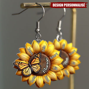 Boucles d’oreilles personnalisées Tourneso l– Cadeau Unique pour Maman