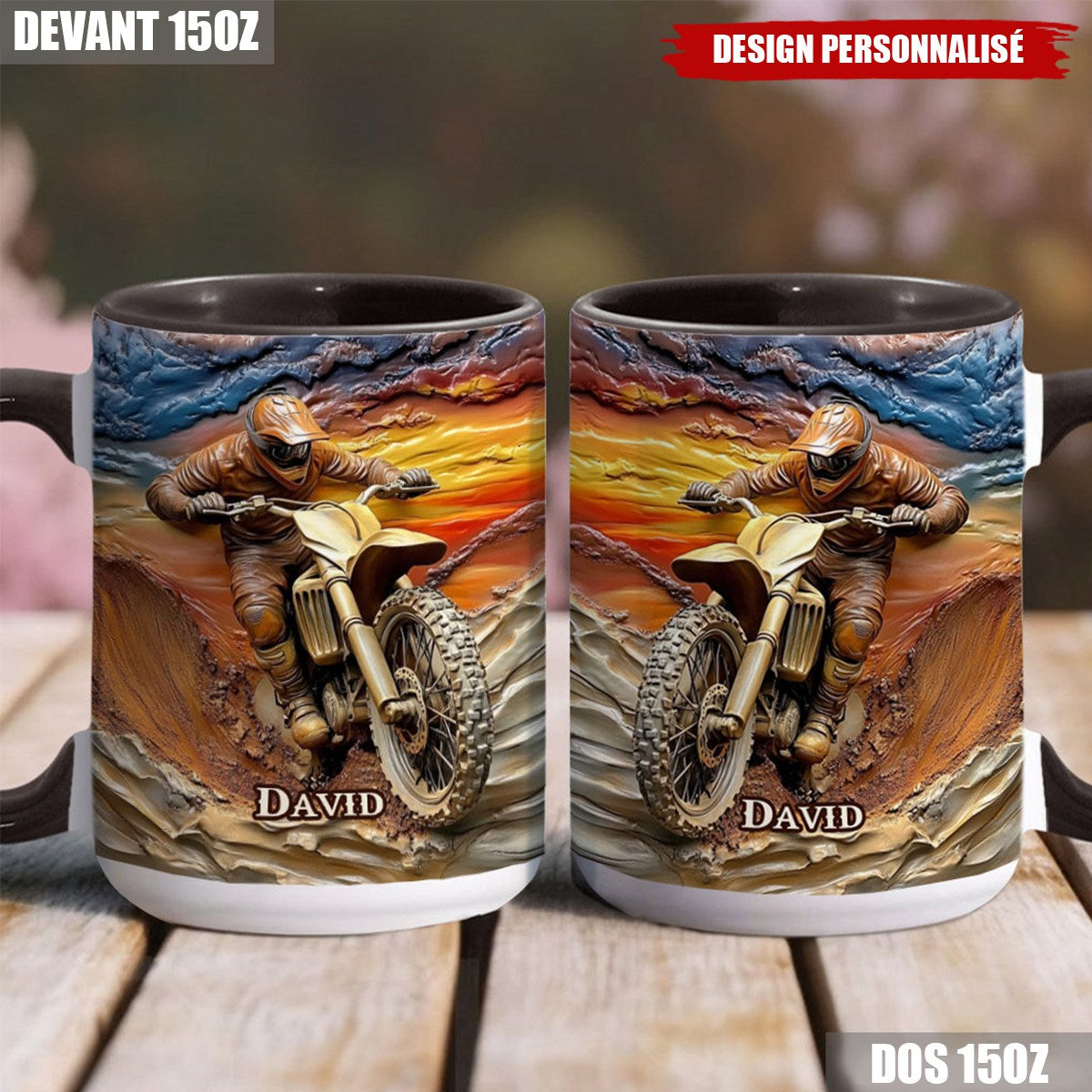 Mug Motocross Personnalisé avec Prénom - Cadeau Unique pour Passionnés de Moto