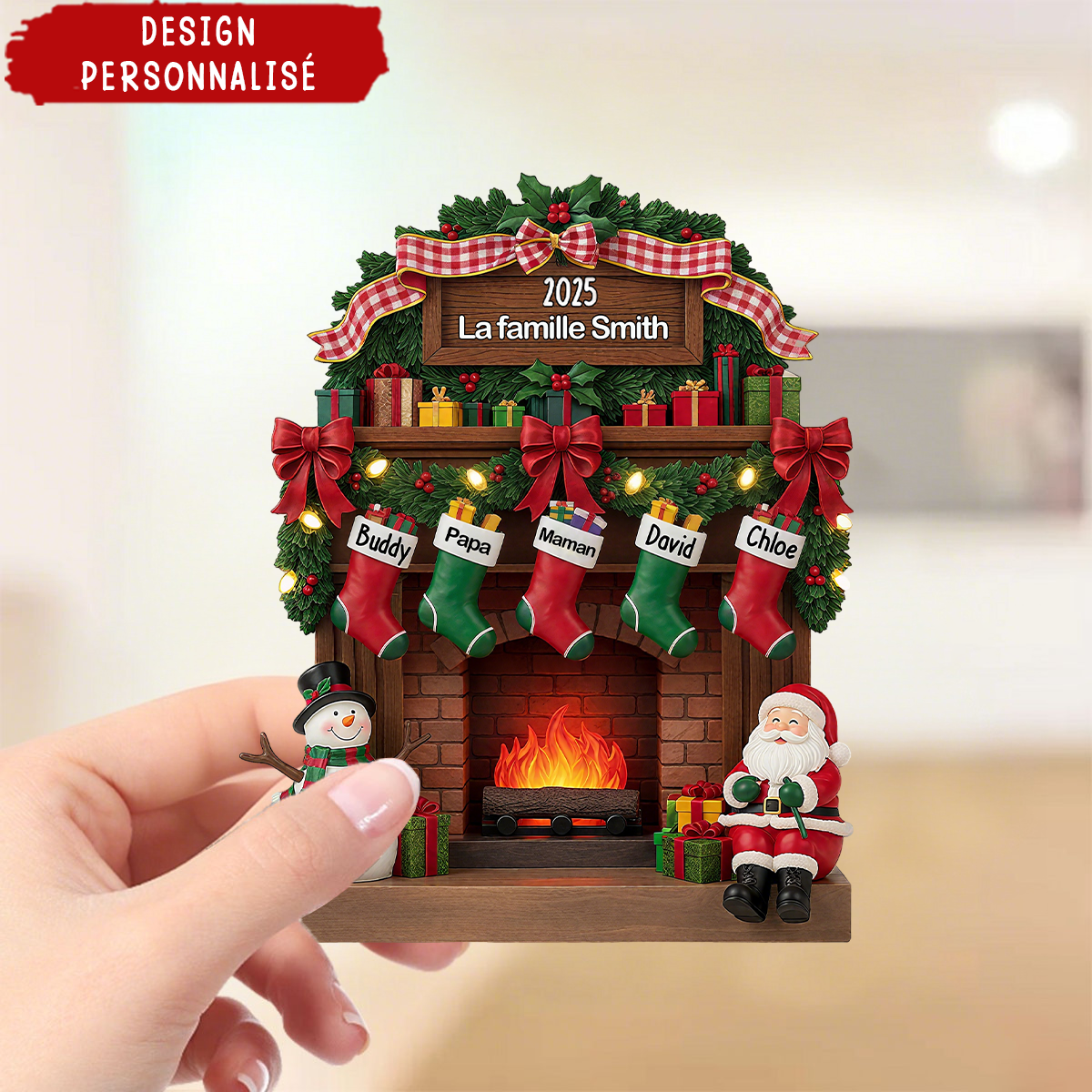 Plaque Acrylique Personnalisée – Décoration de Cheminée Familiale avec Prénoms
