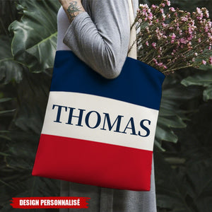 Tote Bag Personnalisé aux Couleurs du Drapeau Français – Prénom au Choix