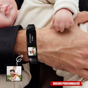 Bracelet personnalisé avec photo – Cadeau touchant pour papa