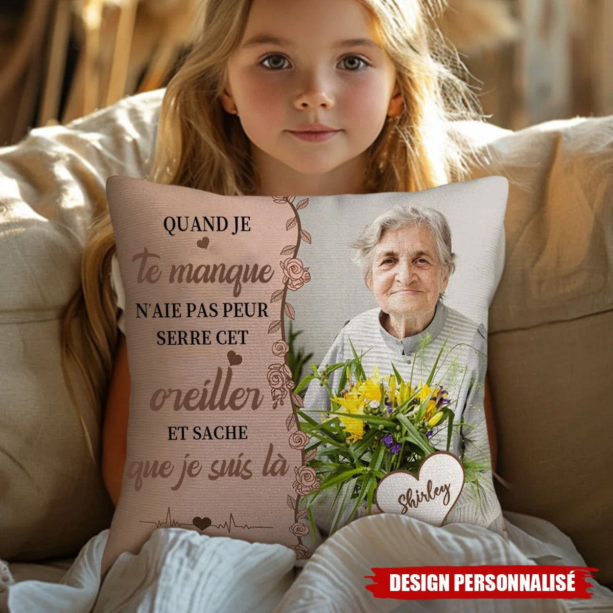 Coussin Personnalisé avec Photo - Cadeau en mémoire d’un être cher
