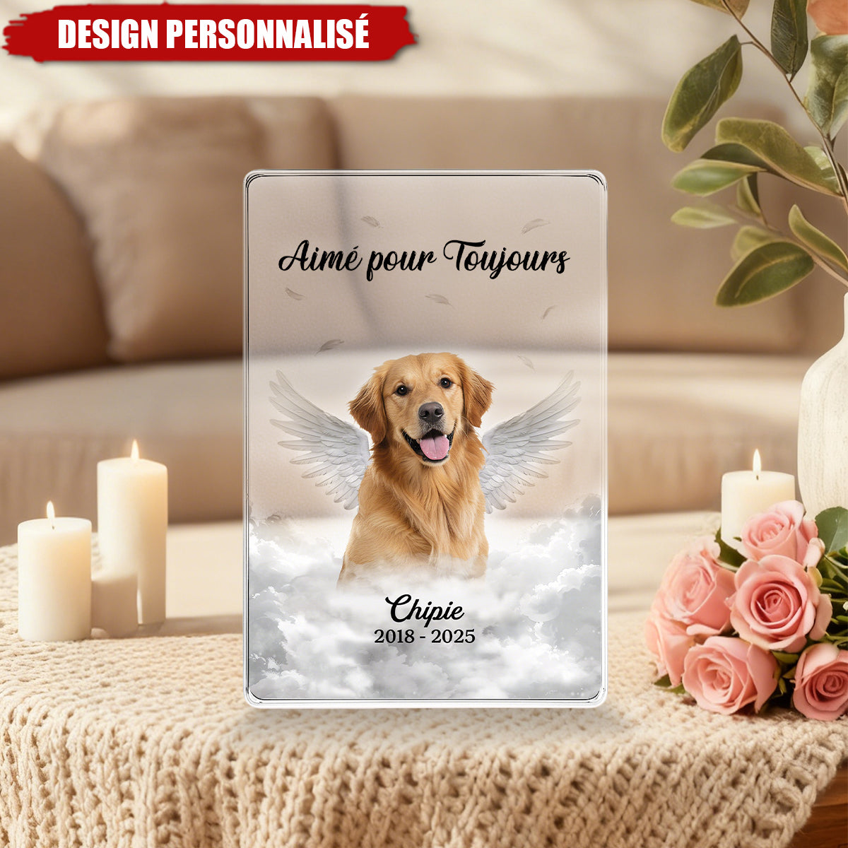 Plaque Commémoratif Personnalisé pour Animaux – "Aimé pour Toujours"
