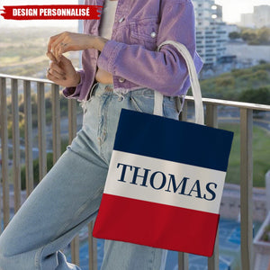 Tote Bag Personnalisé aux Couleurs du Drapeau Français – Prénom au Choix
