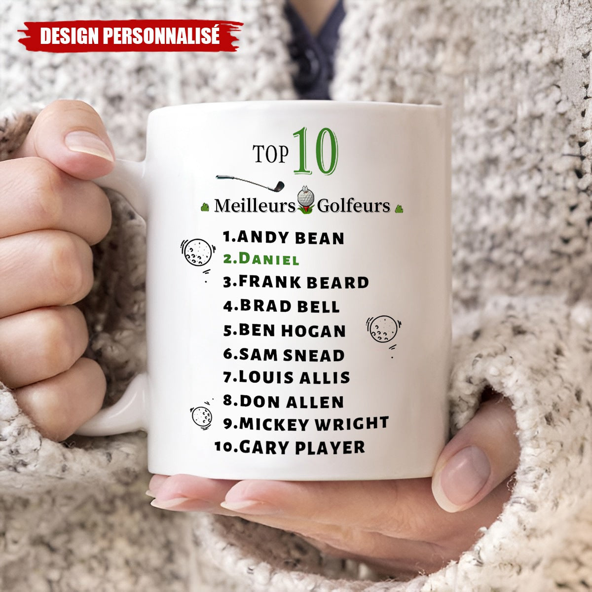 Mug Personnalisé – Top 10 des Meilleurs Golfeurs