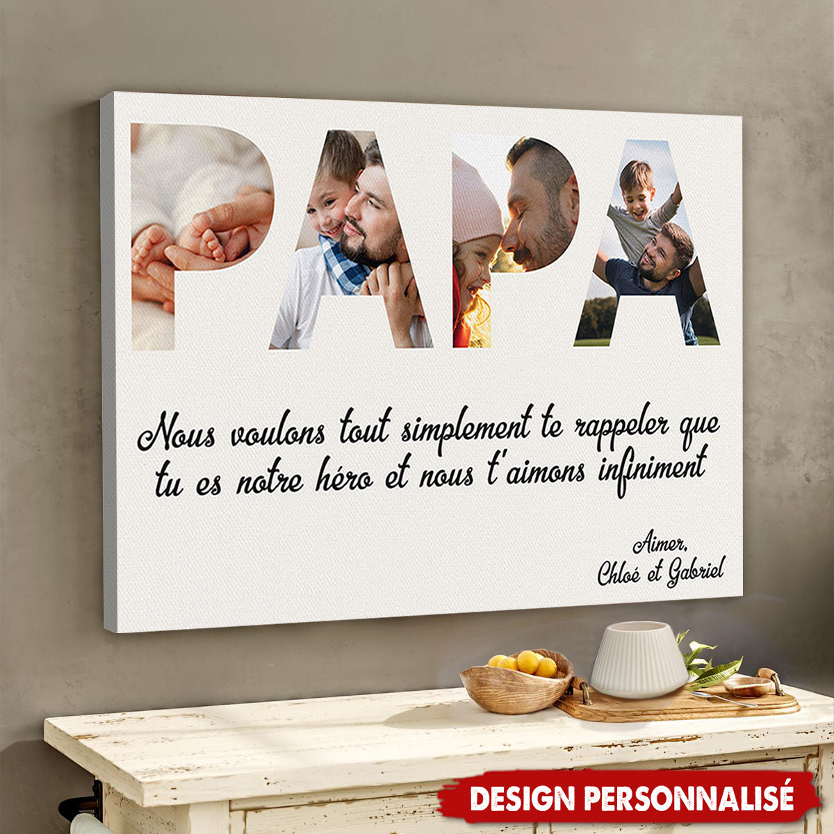 Affiche Photo Personnalisé "PAPA" - Un Cadeau Inoubliable pour Papa