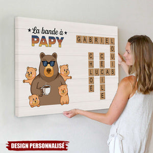 Affiche Personnalisé ‘La Bande à Papy / Mamie’ – Cadeau Familial avec Noms et Ours Adorables