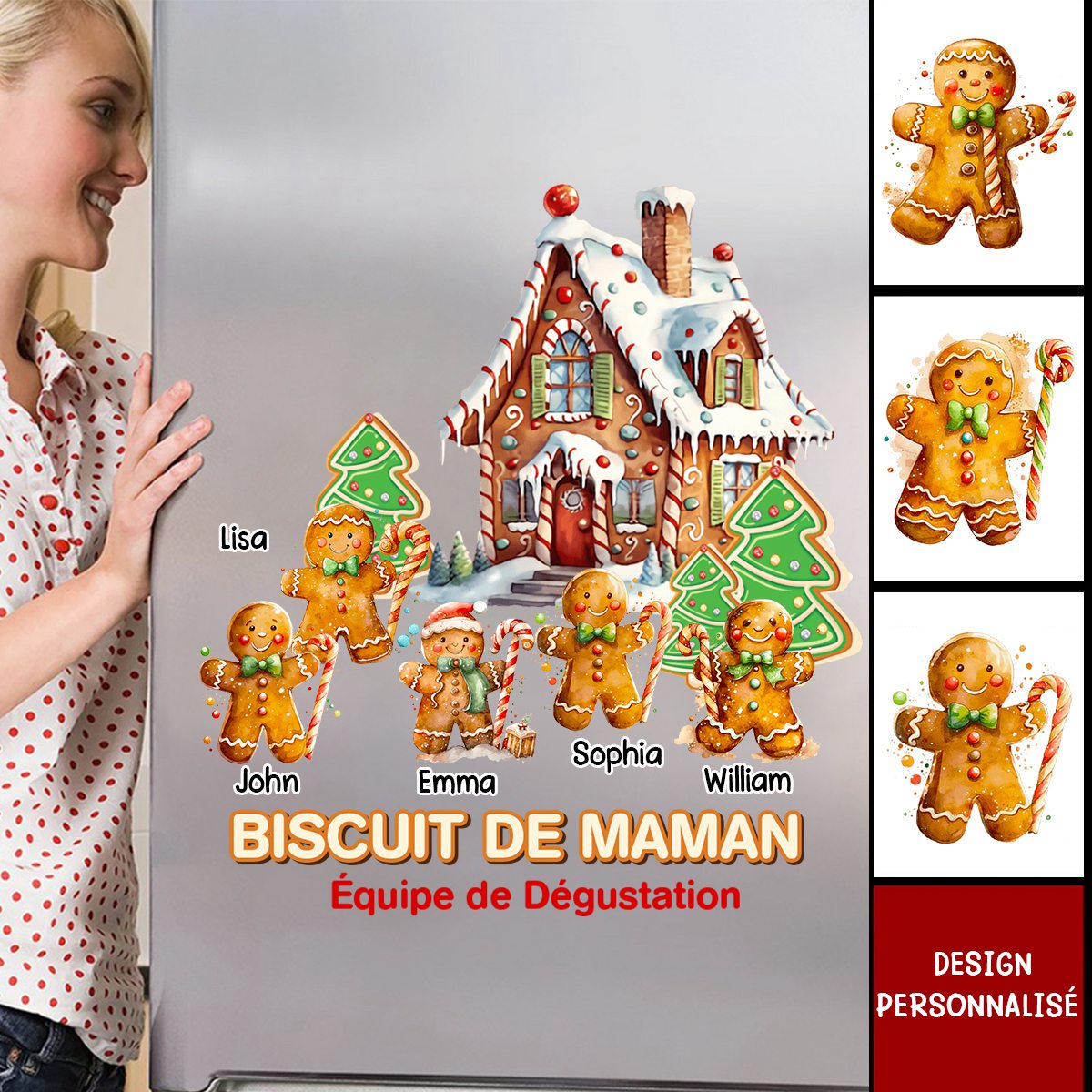 Autocollant Personnalisé de Noël  – Biscuit de Noël en Famille