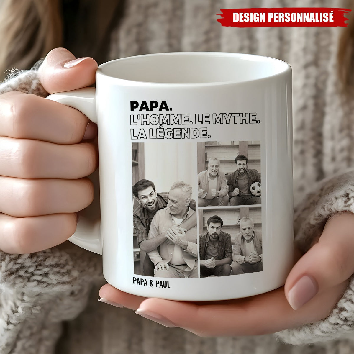 Tasse Personnalisée avec Photos – Papa, L’Homme. Le Mythe. La Légende