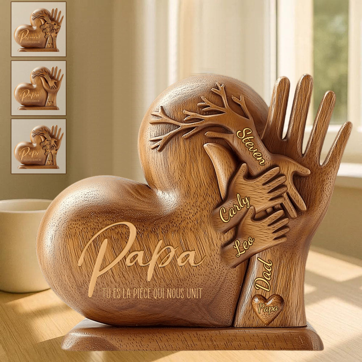 Papa, tu es la pièce qui nous unit – Plaque personnalisée en forme spéciale pour père