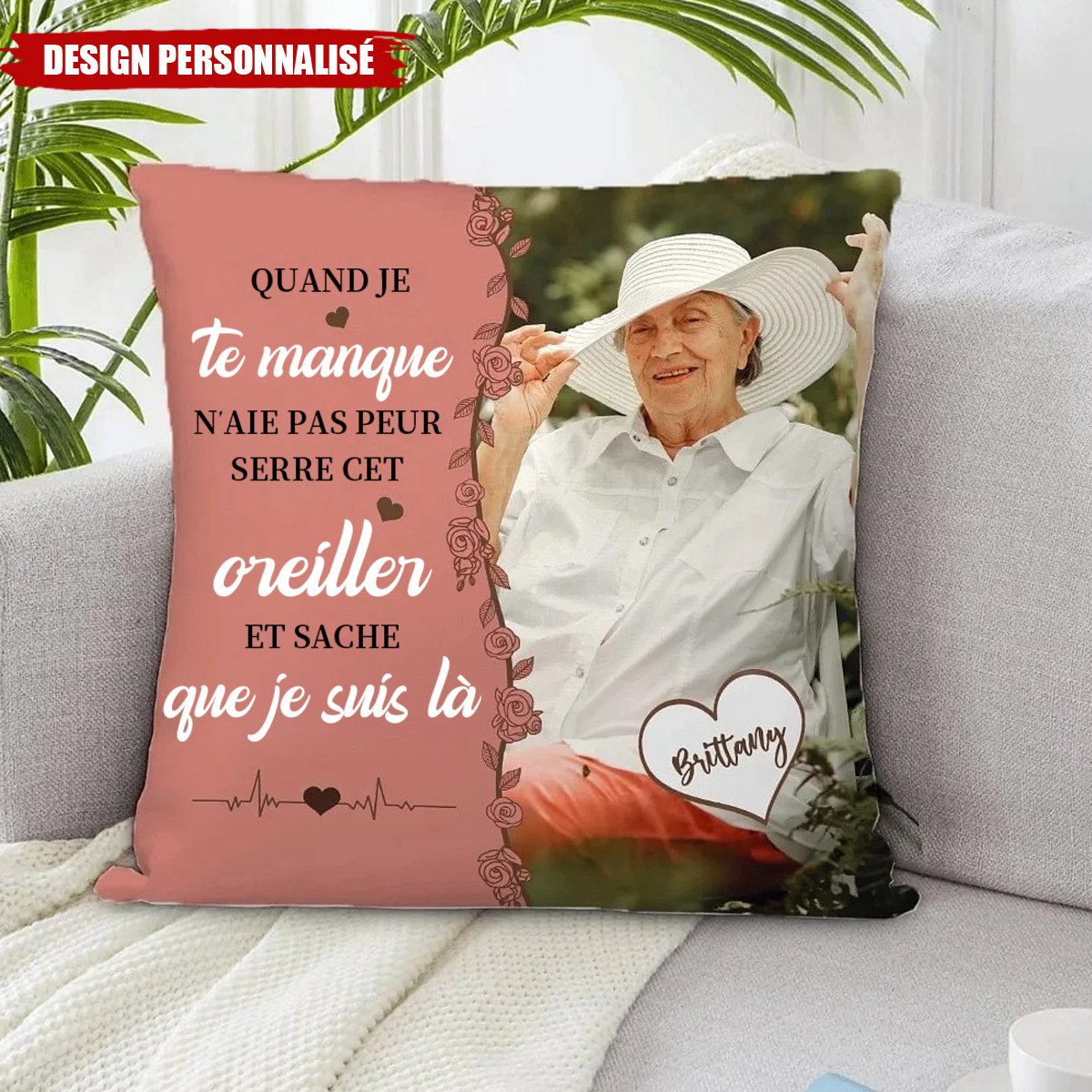 Coussin Personnalisé avec Photo - Cadeau en mémoire d’un être cher