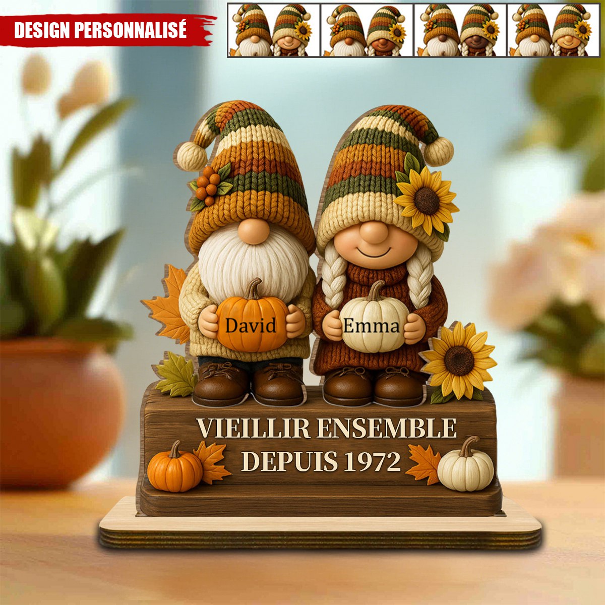 Plaque en Bois Personnalisée – Vieillir Ensemble,cadeau Unique pour Couple & Anniversaire