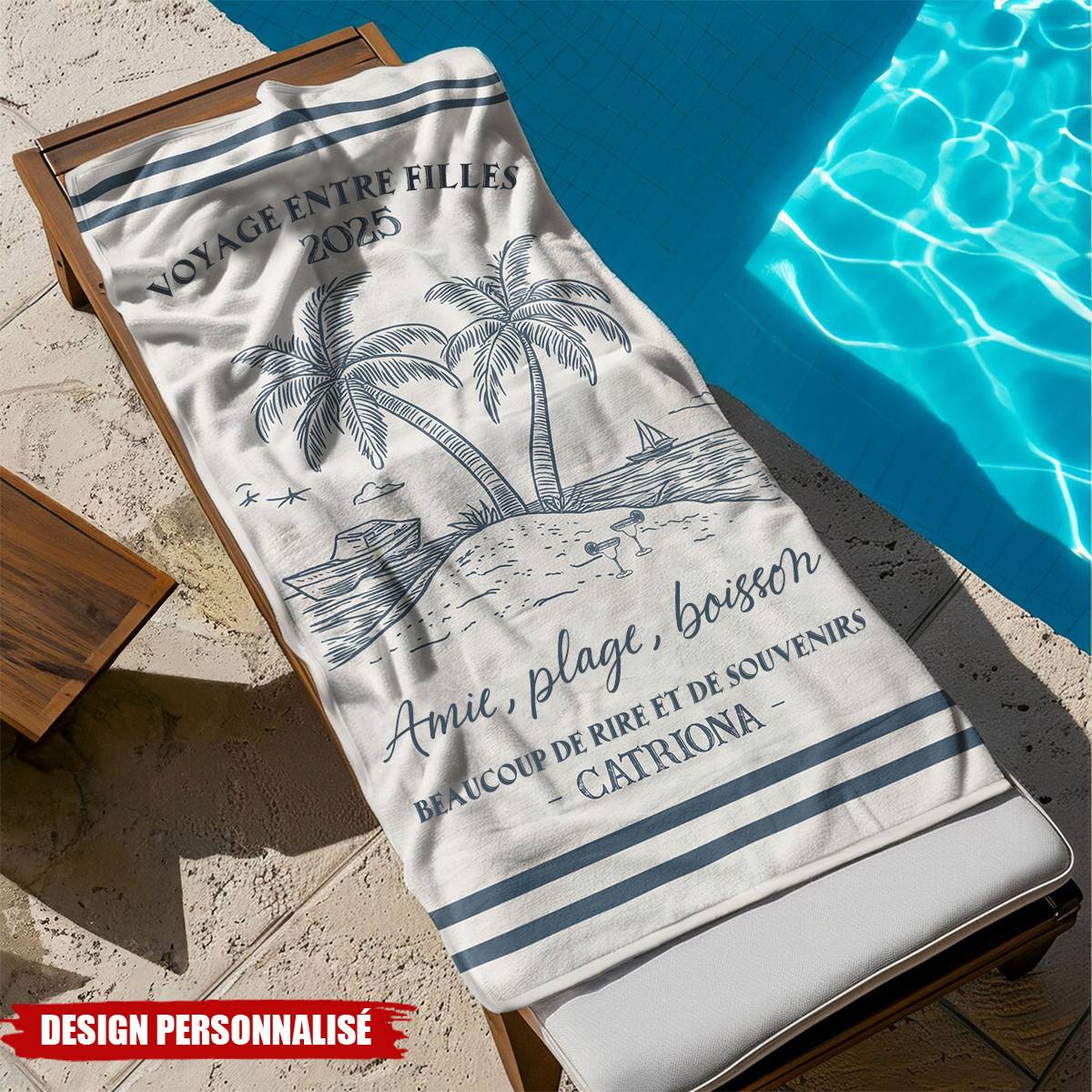 Serviette de Plage Personnalisée – Voyage entre Filles 2025