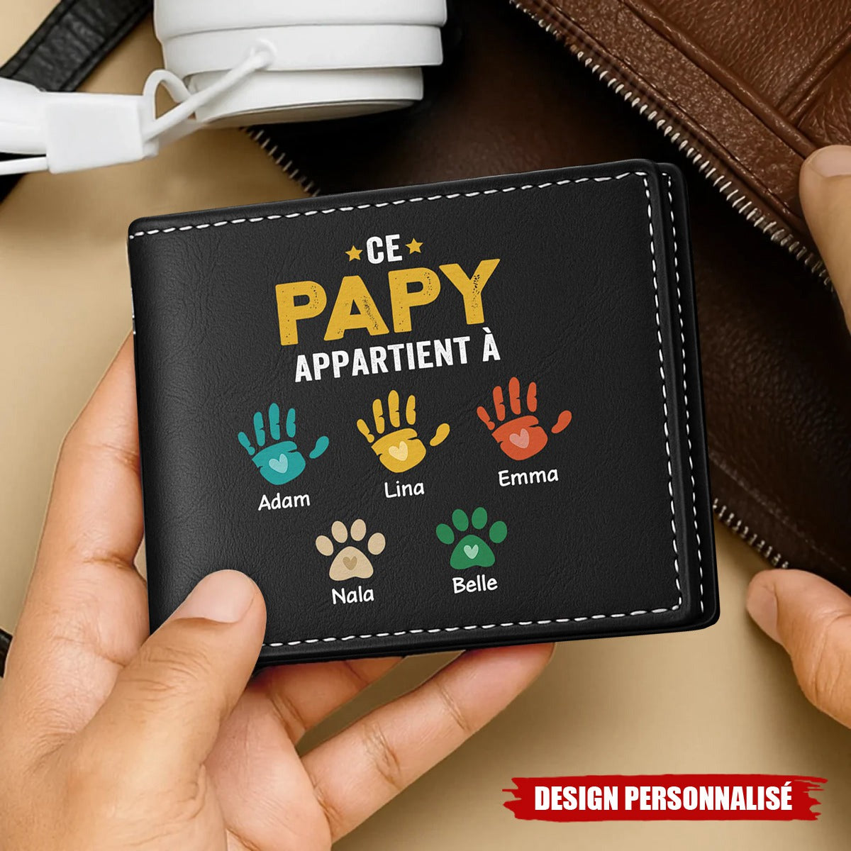 Portefeuille Personnalisé -Ce Papa Appartient à Ses Amours