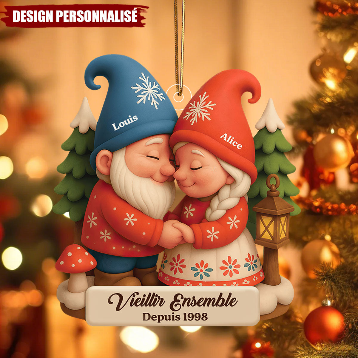 Ornement de Noël Personnalisé - Cadeau Unique pour Amoureux