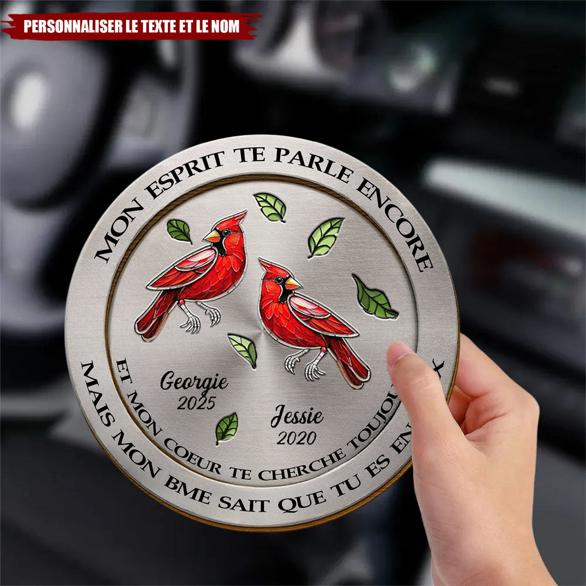 Clip commémoratif personnalisé visière de voiture - "mon esprit vous parle encore"