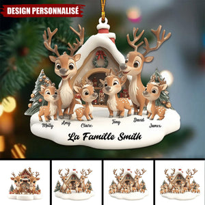 Suspension de Noël Personnalisée - Famille de rennes