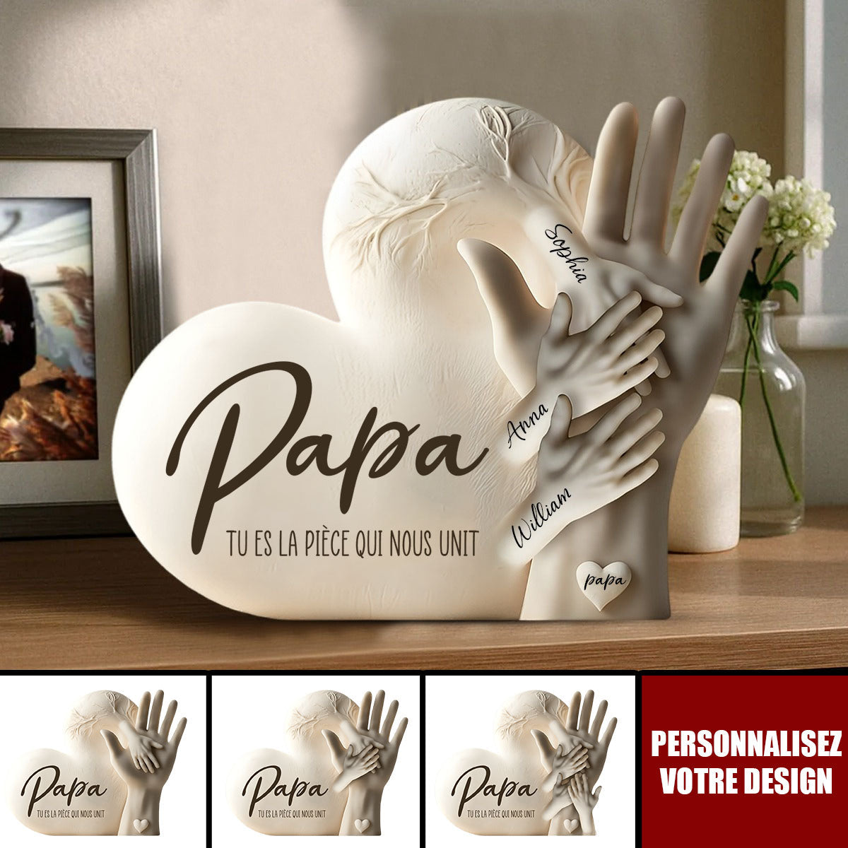 Plaque souvenir pour papa personnalisée – “Papa, tu es la pièce qui nous unit”