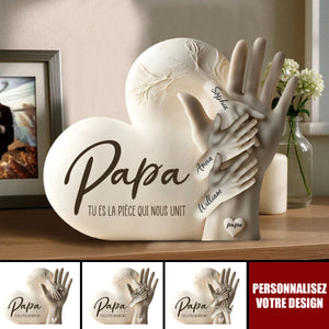 Plaque souvenir pour papa personnalisée – “Papa, tu es la pièce qui nous unit”