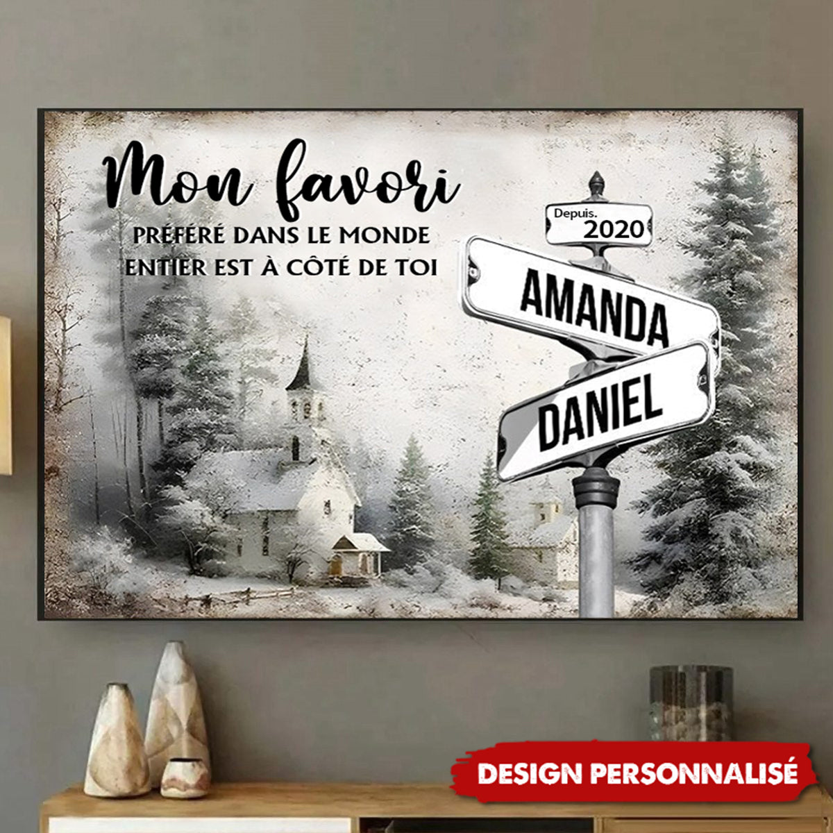 Poster Personnalisé – Panneau de Rue avec Prénoms & Date Spéciale