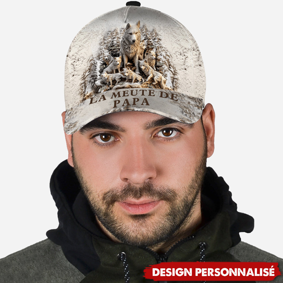 Casquette Personnalisée "La Meute de Papa" – Design Loup Unique
