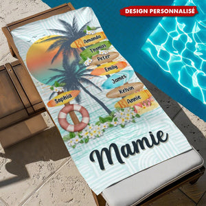 L’Amour de Mamie n’a pas de Limites – Serviette de Plage Personnalisée pour la Famille