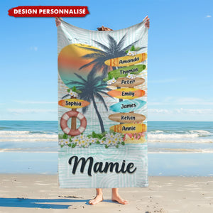 L’Amour de Mamie n’a pas de Limites – Serviette de Plage Personnalisée pour la Famille