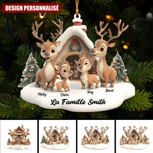 Suspension de Noël Personnalisée - Famille de rennes