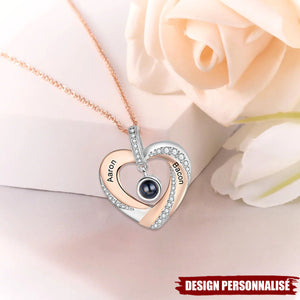 Collier Photo Personnalisé avec Noms  – Cadeau d’Amour pour Anniversaire ou Noël