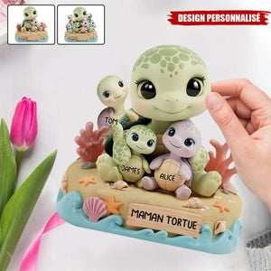 Plaque Acrylique Personnalisée – Famille Tortues avec Prénoms