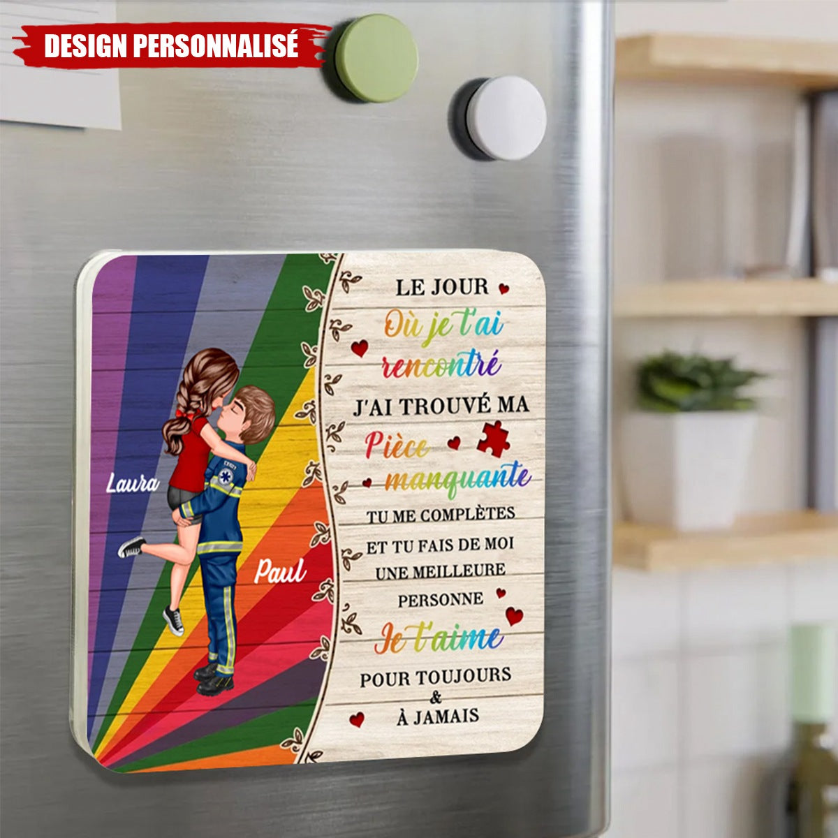 Aimants de Réfrigérateur en Acrylique Personnalisés – Cadeau Romantique et Unique