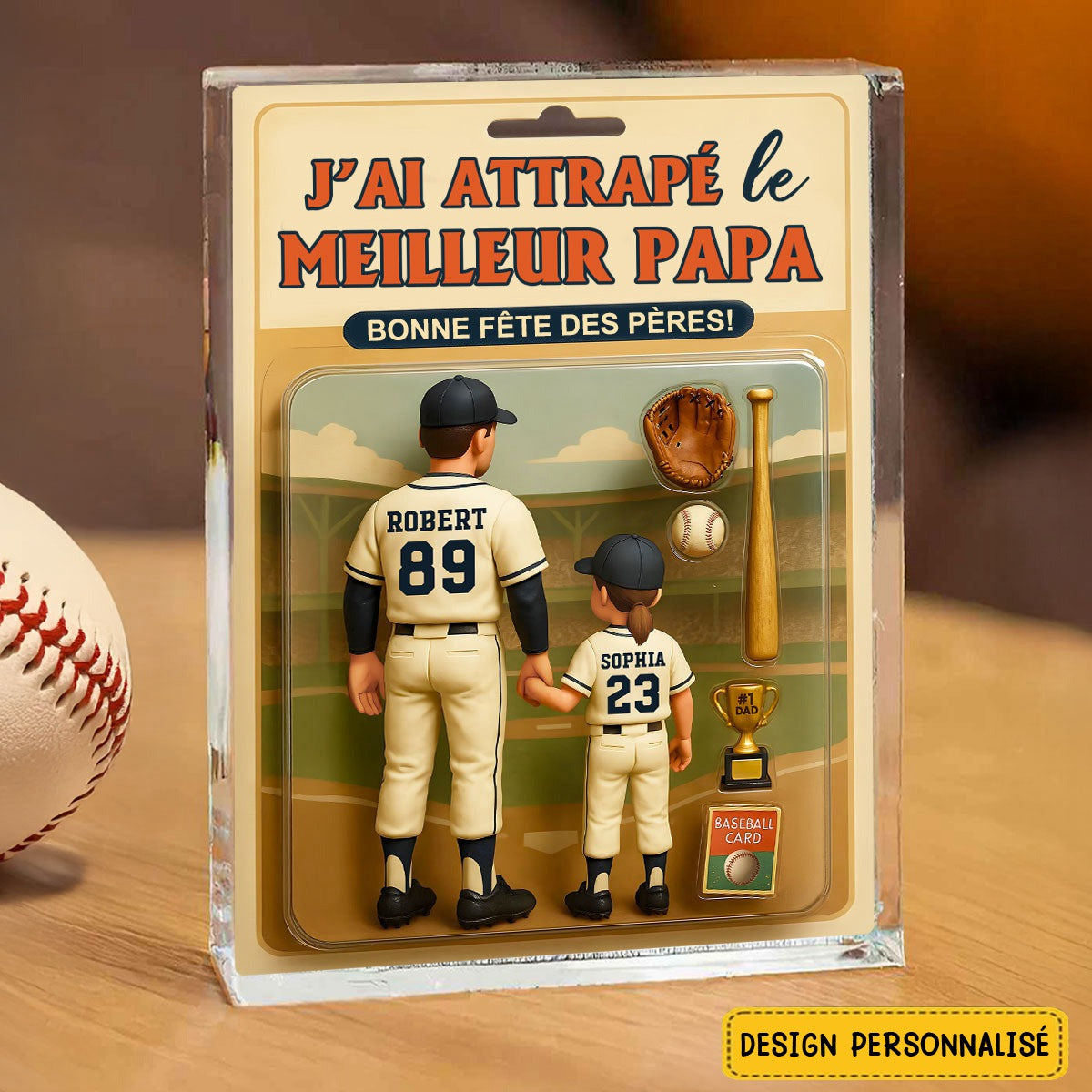 Cadeau Personnalisé Fête des Pères – "J’ai attrapé le meilleur papa"